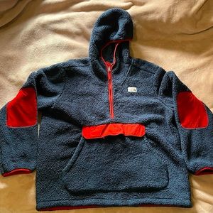 THE NORTH FACE Campshire Sherpa Hoodie Blue/Red-Men’s XL Pullover/Zipper